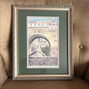 Signed Watercolor Parisian Montmartre Sacre Cœur Framed